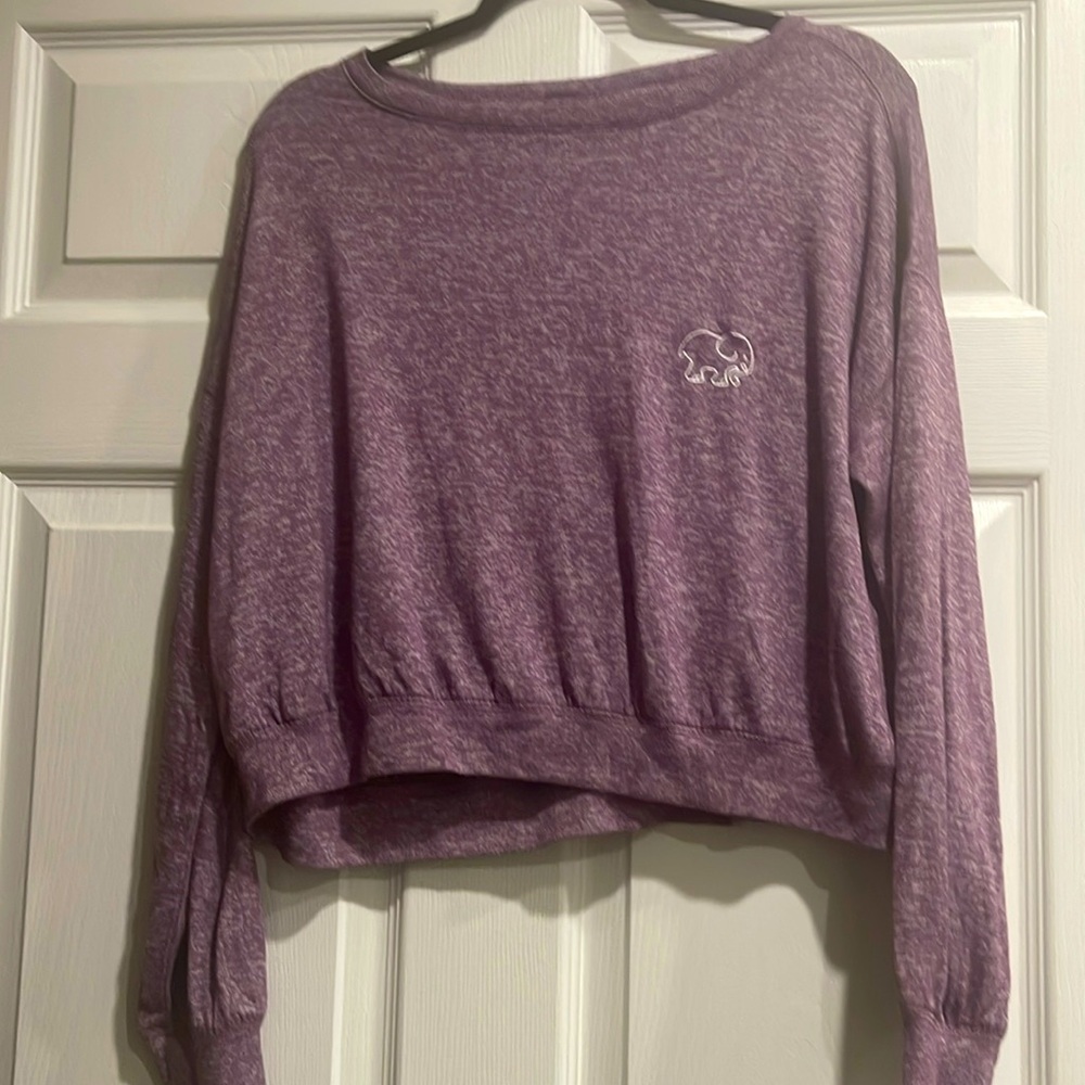 Ivory Ella Heather Purple Cropped Sweatshirt Size L
